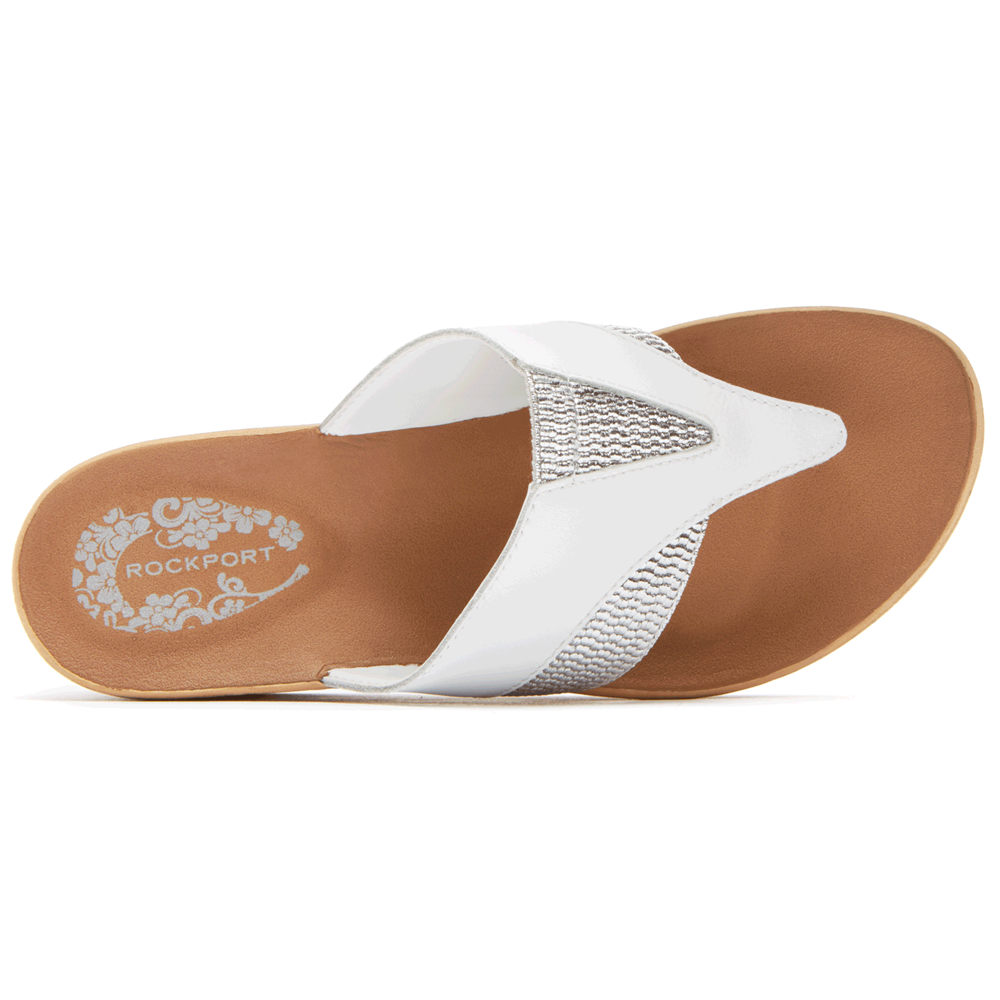 Cunhas Rockport Mulher Branco - Weekend Casuals Lanea Gore Thong - 73102BIJW